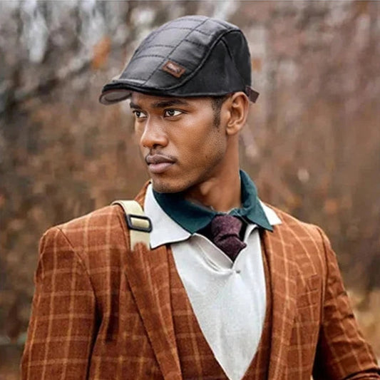 British Gentlemen Style Leather Beret Hat